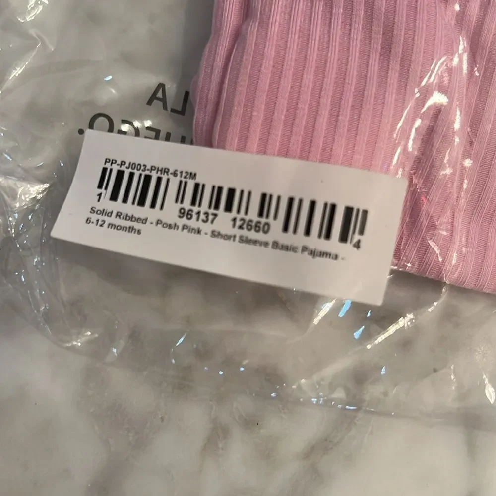 NWT POSH PEANUT RIBBED POSH PINK SHORT SLEEVE BASIC PAJAMA 6/12M